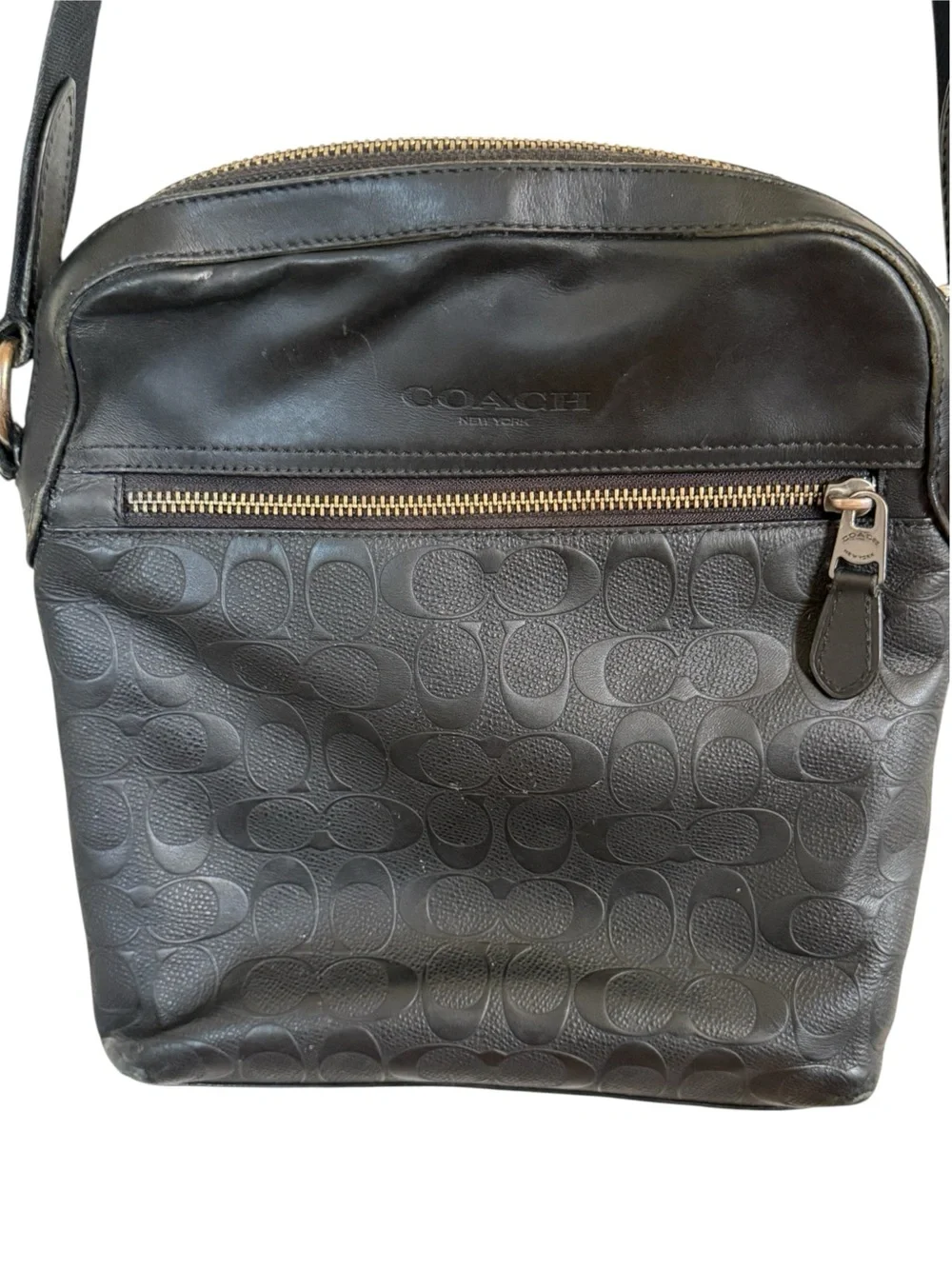 Coach Houston Flight Bag Signature Leather Black Crossbody